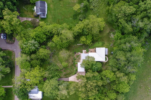 Bill Penner House Gambier, OH aerial view of house