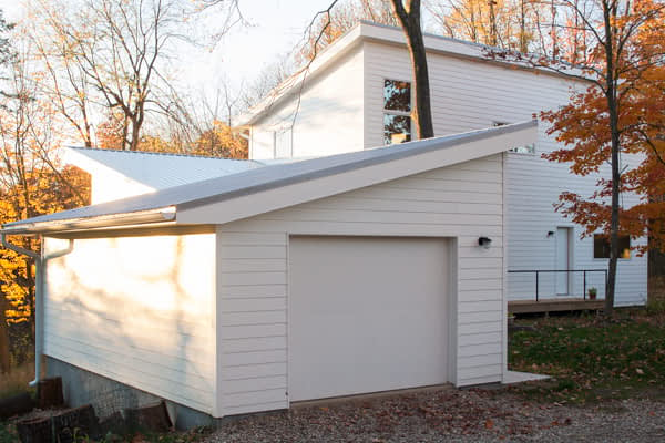 Bill Penner Architect House Gambier, OH south facades with garage and pitched roofs