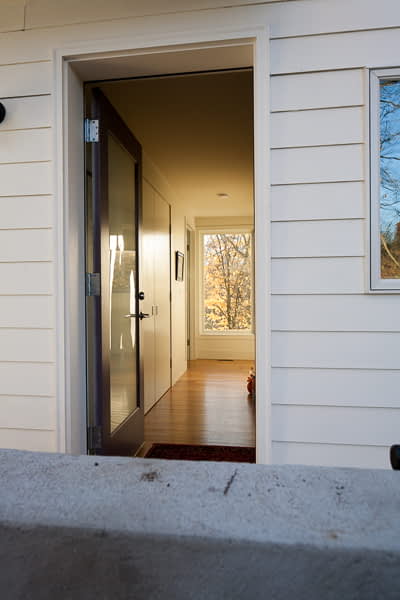 Bill Penner Architect House Gambier, OH view from front door to west yard