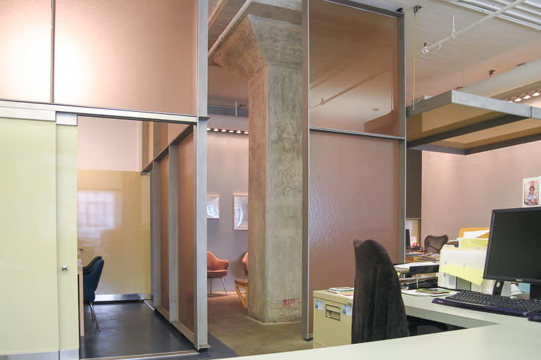 Bill Penner Tribeca office reception and conference room from workstation area